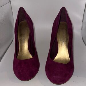 Elegant Burgundy Suede Heels 5.5